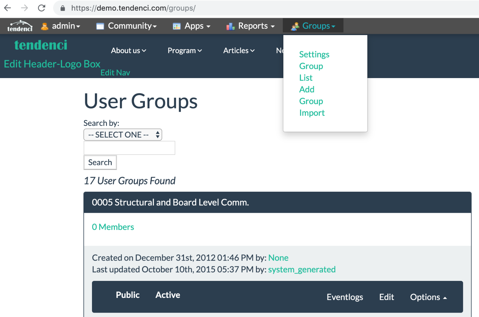 Add a New User Group in Tendenci