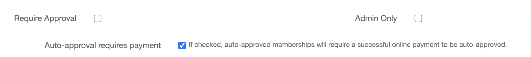 a snapshot of tendenci membership application approval setting