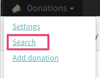 Donations search reporting interface