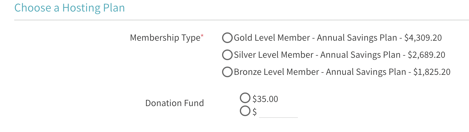 Donations on Membership Application