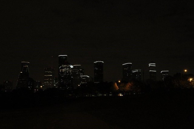 Houston Skyline Lit Up For Santa